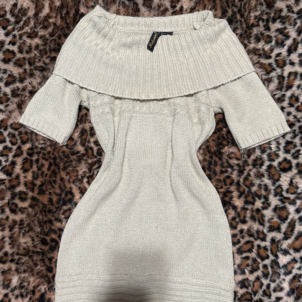 Off-Shoulder Knit Mini Sweater Dress